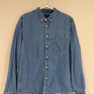 Zara Casual Denim Blue Button-Down Shirt XL